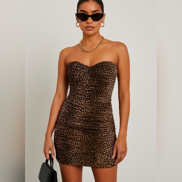 BCBGMAXAZRIA WINNIE LEOPARD PRINT DRESS Size 8 - Picture 1 of 11